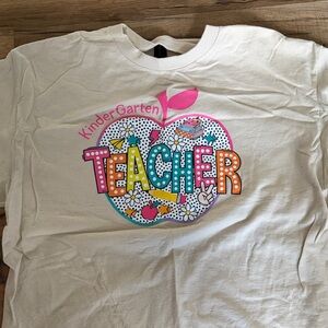 Gildan Teacher Shirt - White with Colorful Design